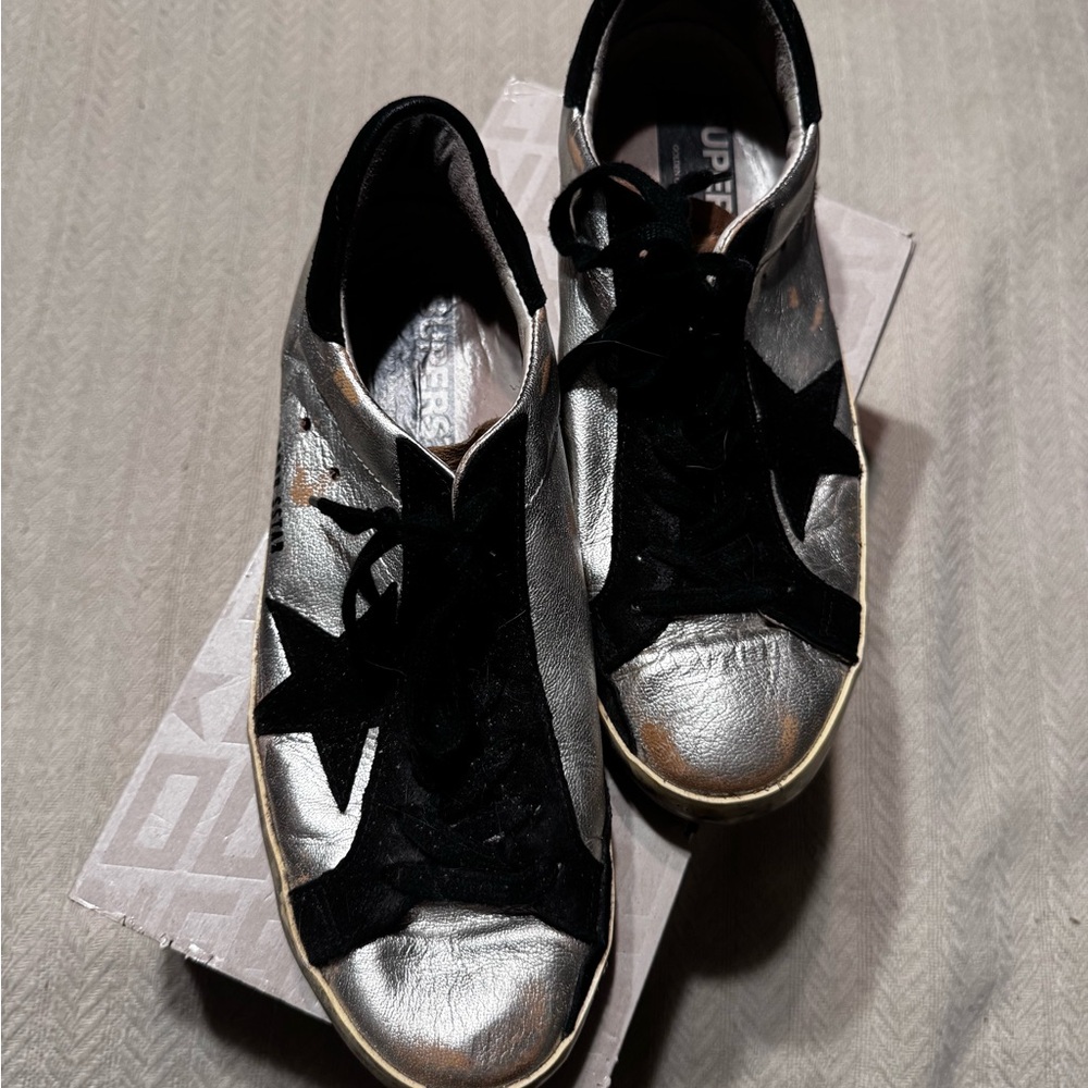 🖤 GOLDEN GOOSE SILVER WITH BLACK SUEDE STAR